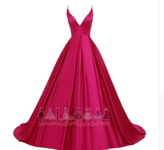 Natural Waist Satin Long Backless A-Line Simple Prom gown