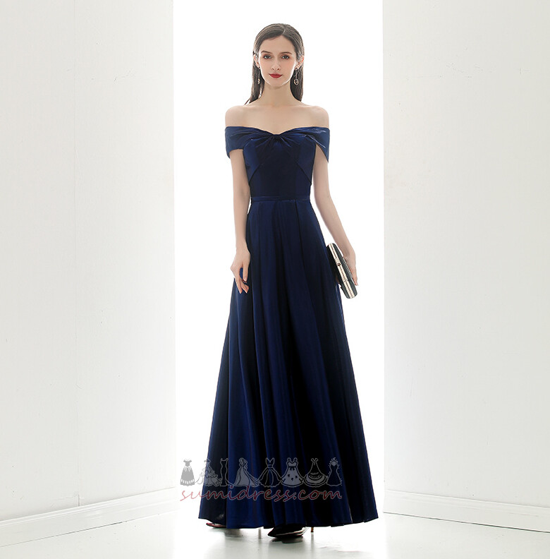 Natural Waist Satin String Floor Length A-Line Off Shoulder Prom gown
