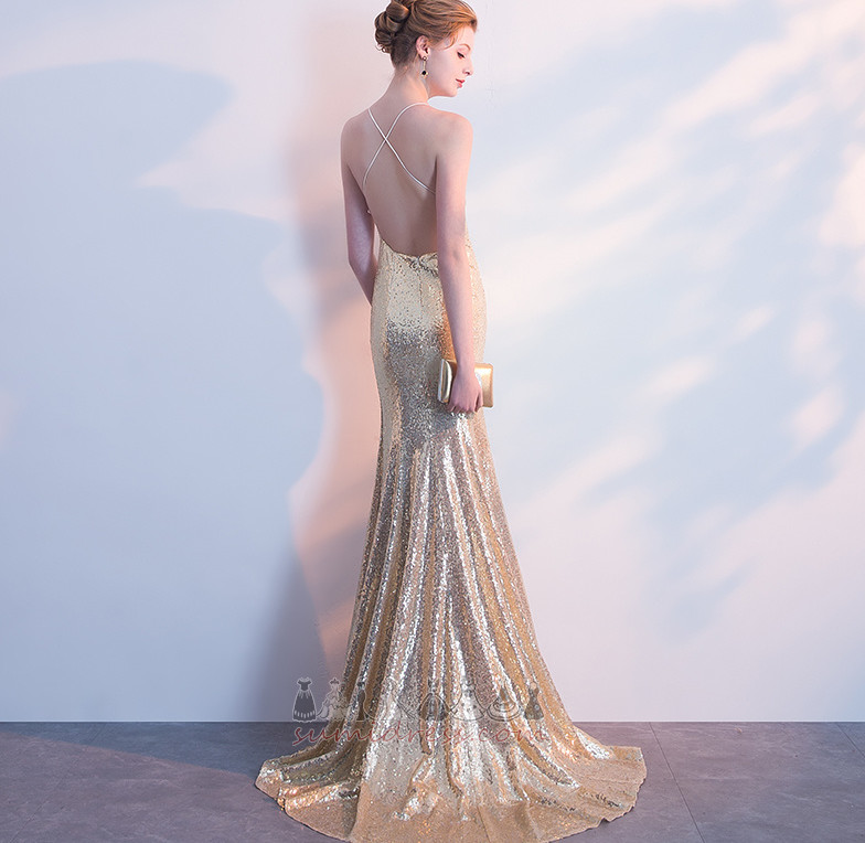 Natural Waist Sexy V-Neck Sleeveless Mermaid Floor Length Prom Dress