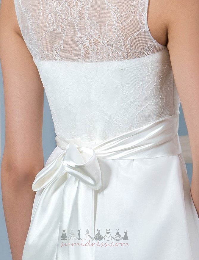 Natural Waist Sheer Back Chiffon Bow Medium Beach Wedding Dress