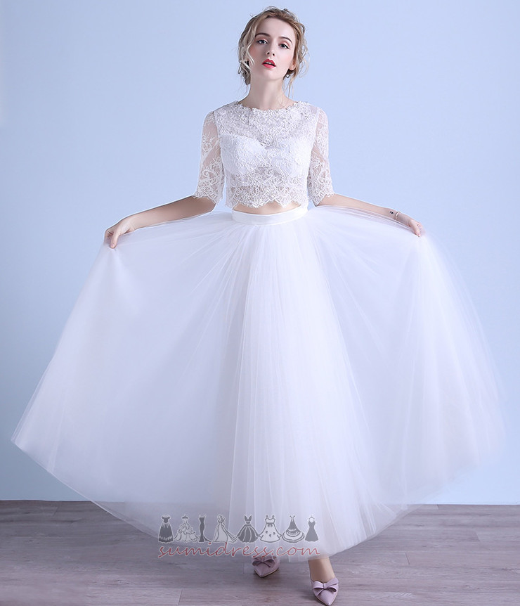 Natural Waist Short Sleeves Button Off Shoulder Ankle Length Wedding gown