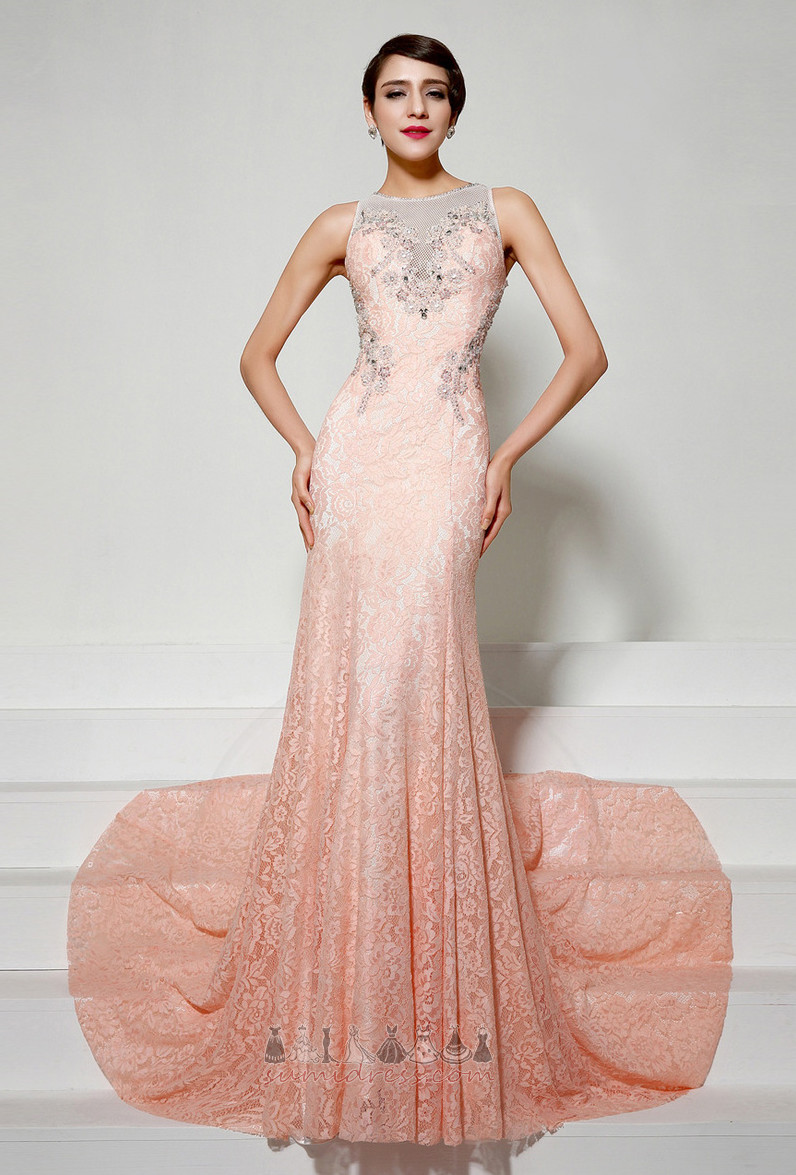 Natural Waist Show/Performance Beading Long Lace Overlay Elegant Evening Dress