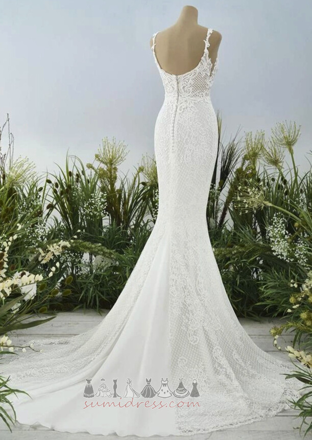 Natural Waist Sleeveless Chapel Train Zipper Up Deep v-Neck Elegant Wedding Dress