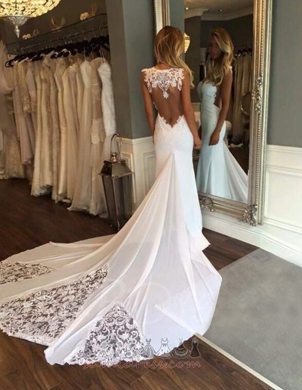 Natural Waist Sleeveless Formal Long Sweep Train Fall Wedding Dress