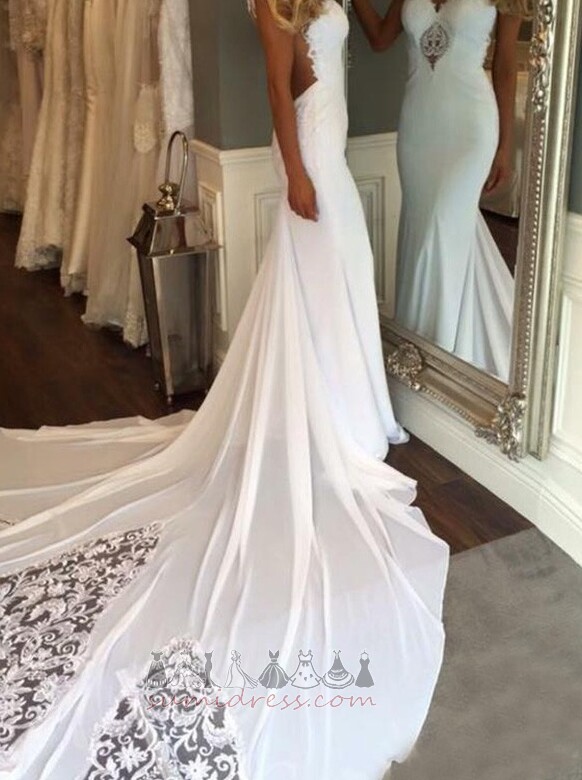 Natural Waist Sleeveless Formal Long Sweep Train Fall Wedding Dress
