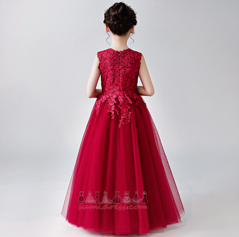 Natural Waist Swing Wedding Sleeveless A-Line Jewel Flower Girl gown