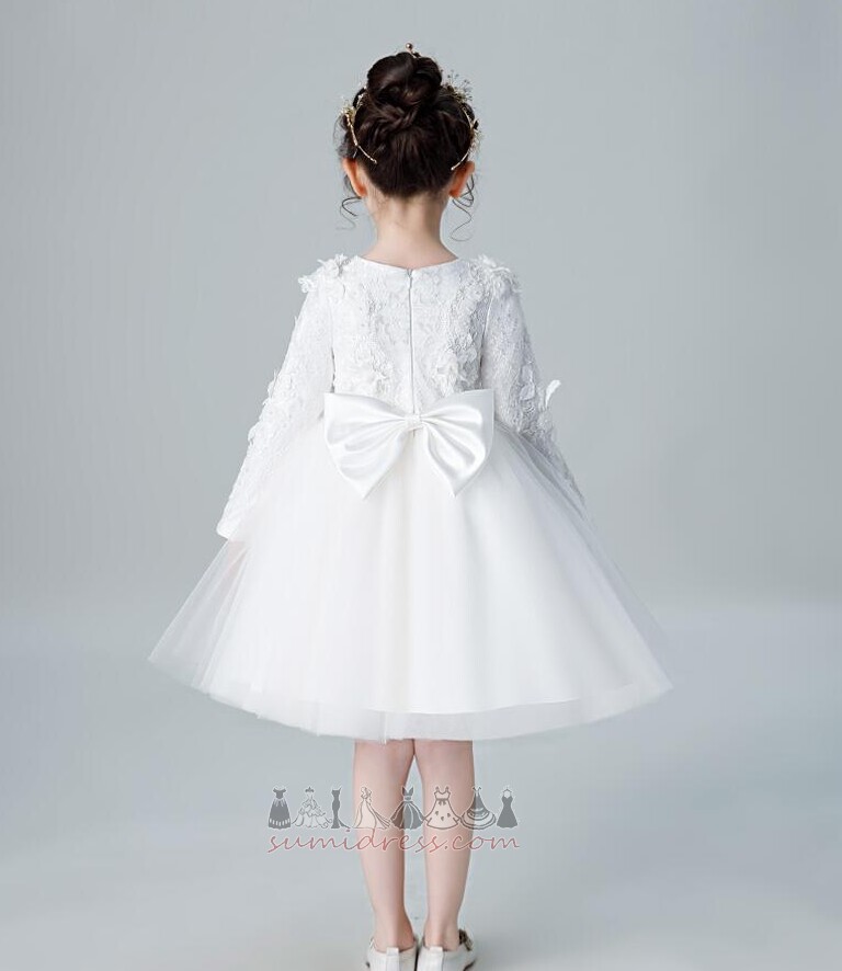 Natural Waist T-shirt Knee Length Zipper Up A-Line Satin Flower Girl Dress