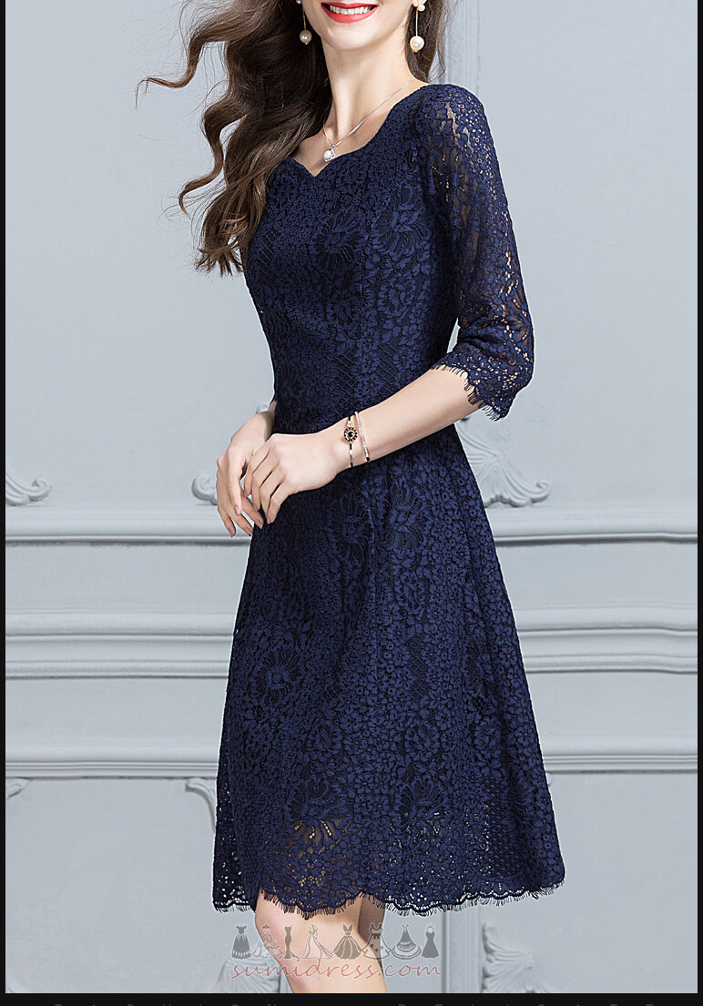 Natural Waist T-shirt Lace Three quarters sleeves V-Neck Lace Mother Dress