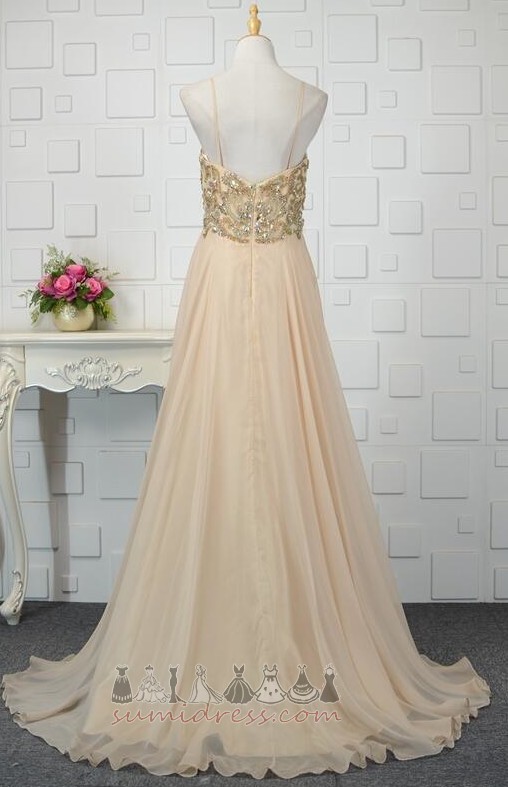 Natural Waist Thin straps Thin Backless A Line Sweep Train Evening gown