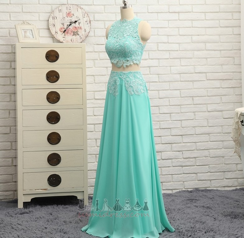 Natural Waist Wedding Jewel Sleeveless Lace Overlay Ankle Length Prom Dress