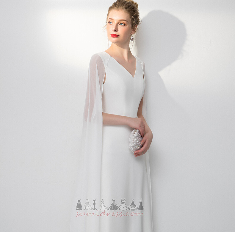 Natural Waist Zipper Up A-Line V-Neck Ankle Length Sleeveless Evening Dress