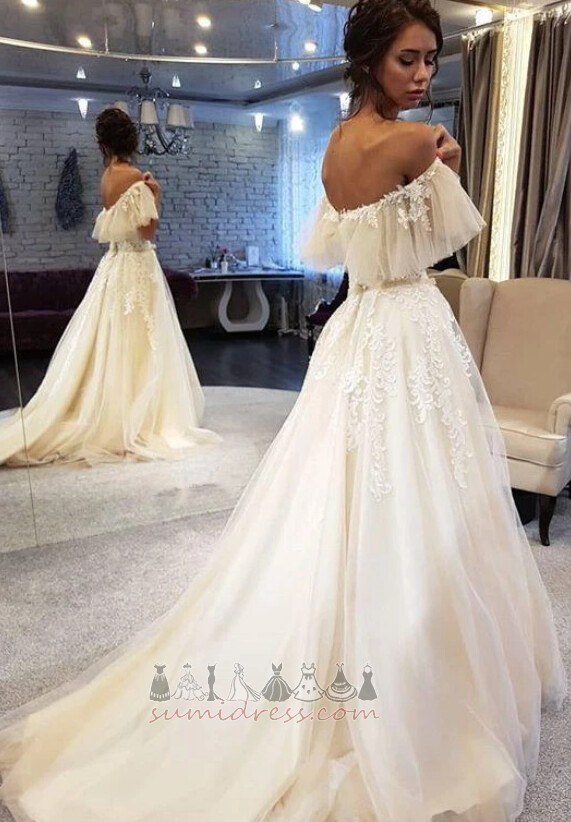 Natürliche Taille Reißverschluss A-Linie Mittelgröße Ärmellos Braut Kleid