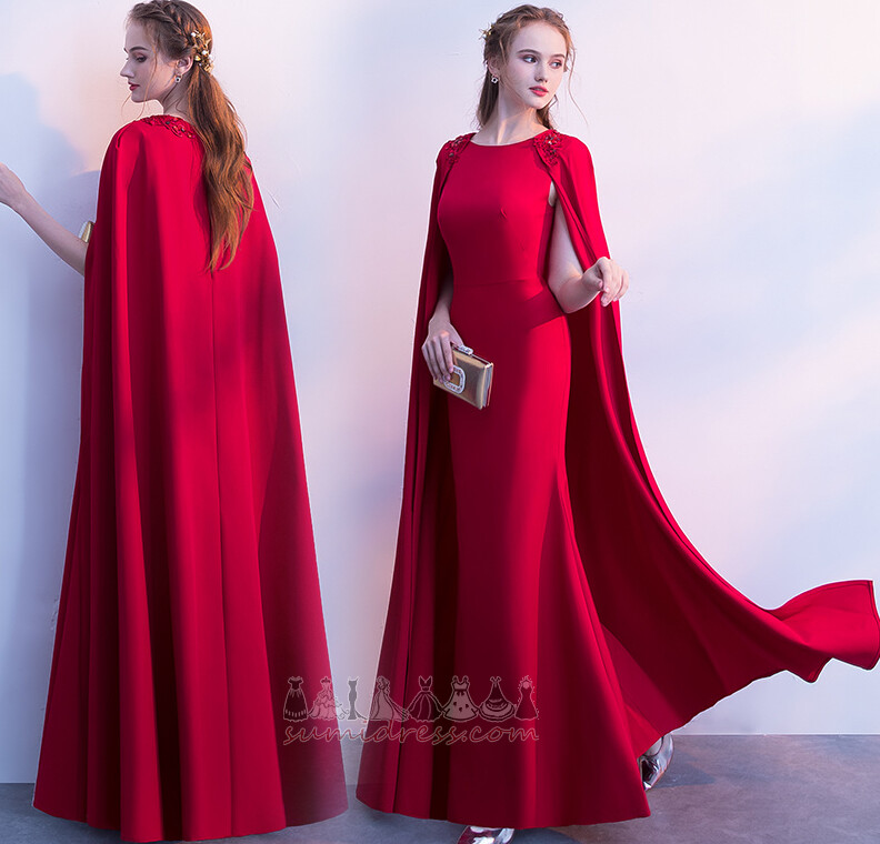 Naturlig Talje A-linje Jewel Collar Uden ærmer Sikning Elastisk satin Aften kjole