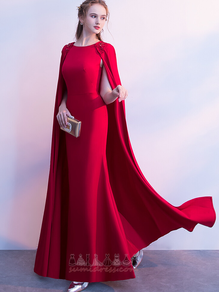 Naturlig Talje A-linje Jewel Collar Uden ærmer Sikning Elastisk satin Aften kjole