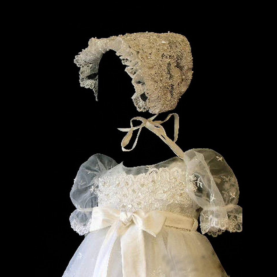 Naturlig Talje Korte ærmer Jewel Collar Sløjfeknude Medium Lace lille pige kjole