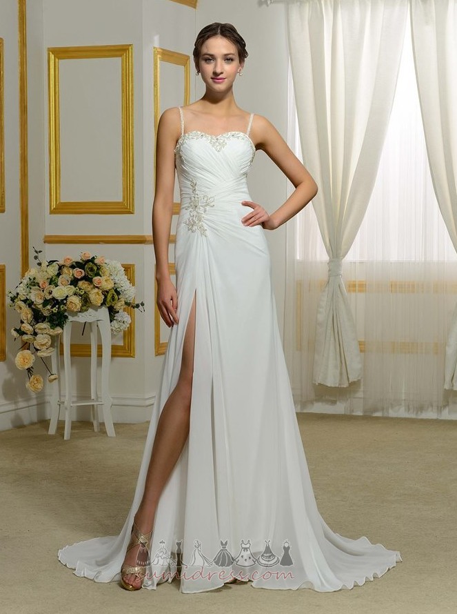 Natuurlijk Elegante Omgekeerde Driehoek schede Strand Vloer Lengte Bruid jurk