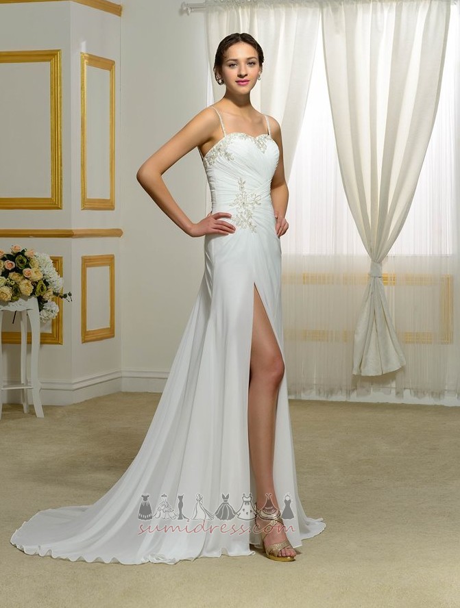 Natuurlijk Elegante Omgekeerde Driehoek schede Strand Vloer Lengte Bruid jurk