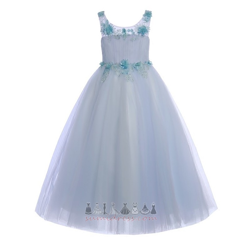 Natuurlijk Medium Enkellange Geaccentueerde rozet Huwelijk Tule Communie jurk
