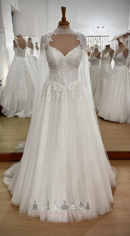 Natuurlijk Tule Formeel Verbindend Mouwloos A-Lijn Trouwjurk