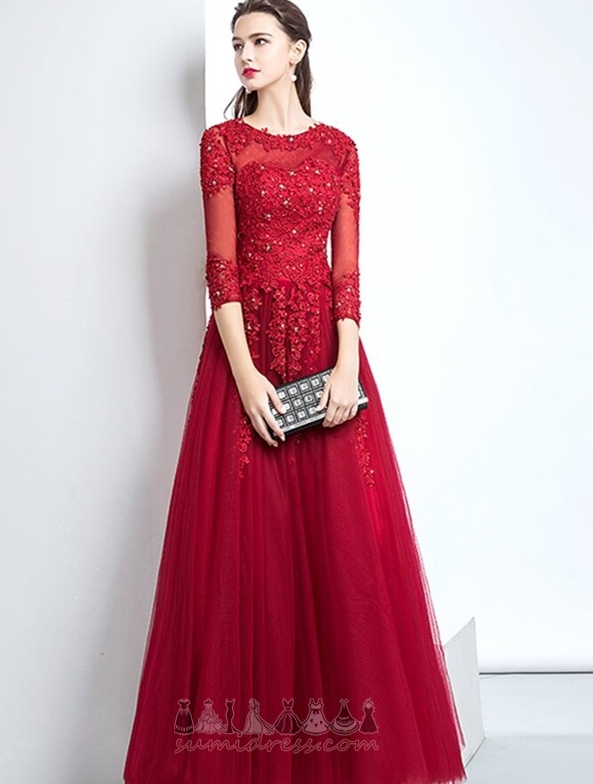 Nėriniai-up Tiulis Nėriniai perdangos Grindų ilgis Brangakmenis Vakarinės suknelė