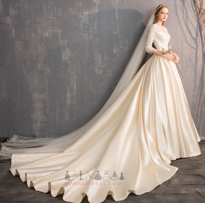 Невеста платье атласная V-образным вырезом формальный Холл длинный падать