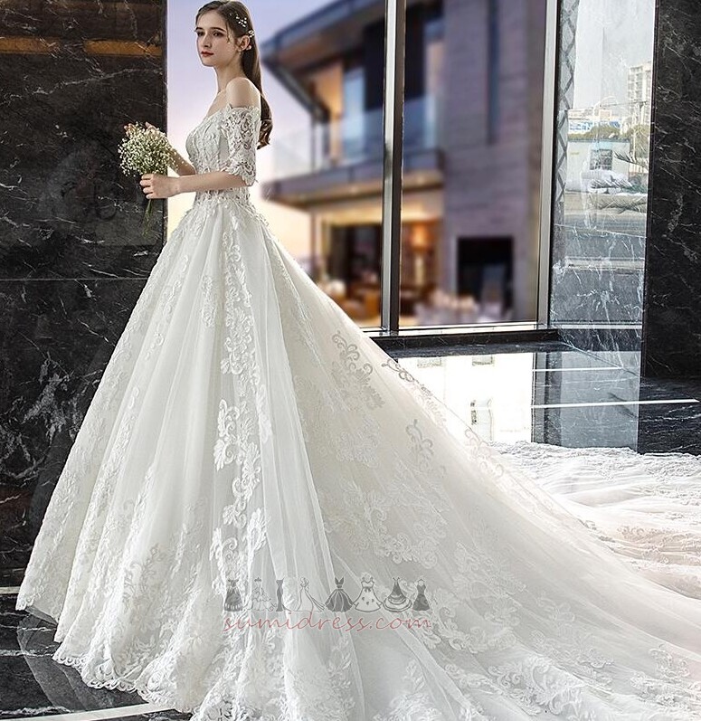 Невеста платье Футболка Королевский поезд Аппликации формальный Природные Талия