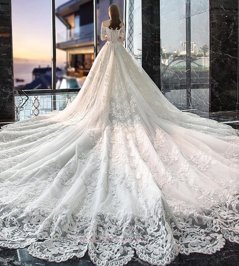 Невеста платье Футболка Королевский поезд Аппликации формальный Природные Талия
