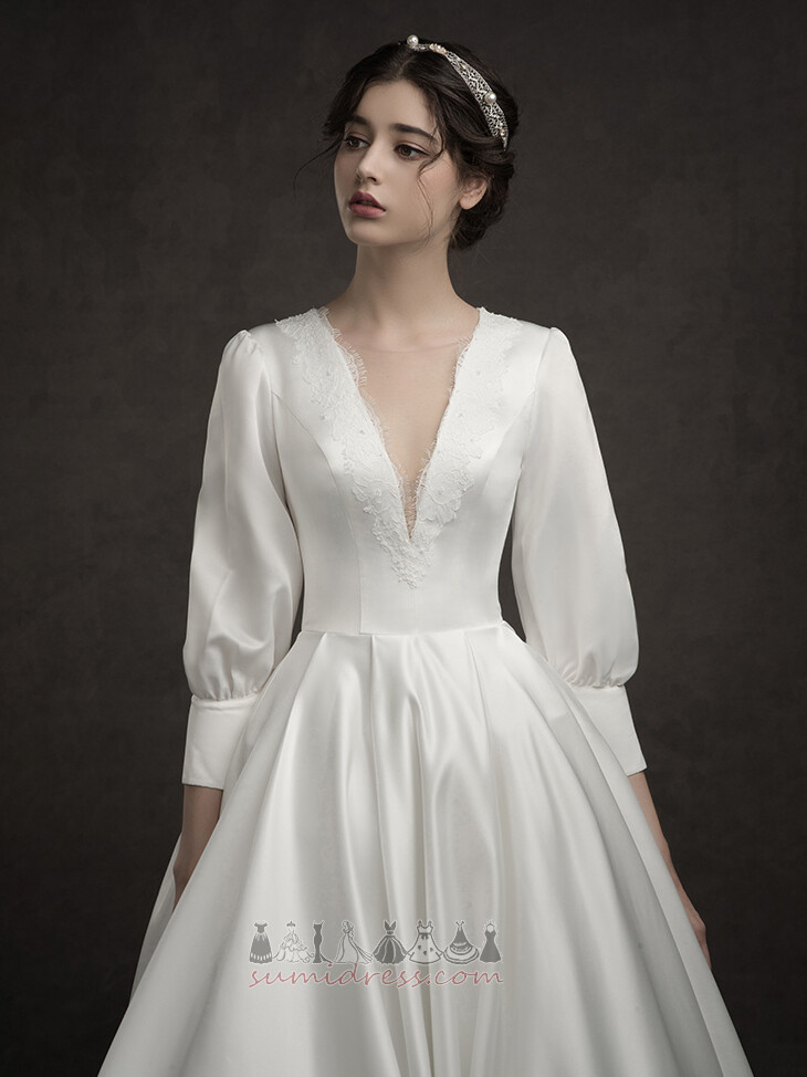 Невеста платье Холл развертки поезд Природные Талия V-образным вырезом весна