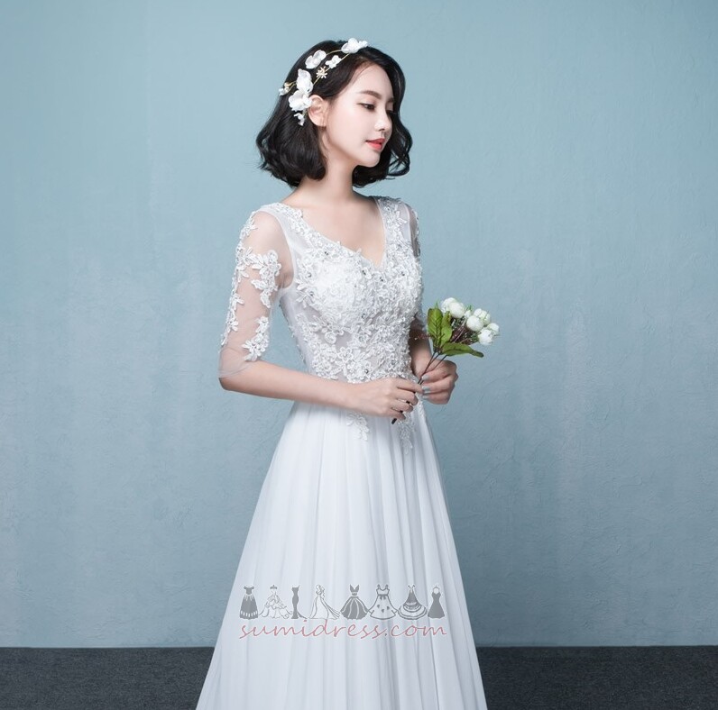 Невеста платье Короткие рукава лето A-линия Невидимый рукава элегантный Природные Талия