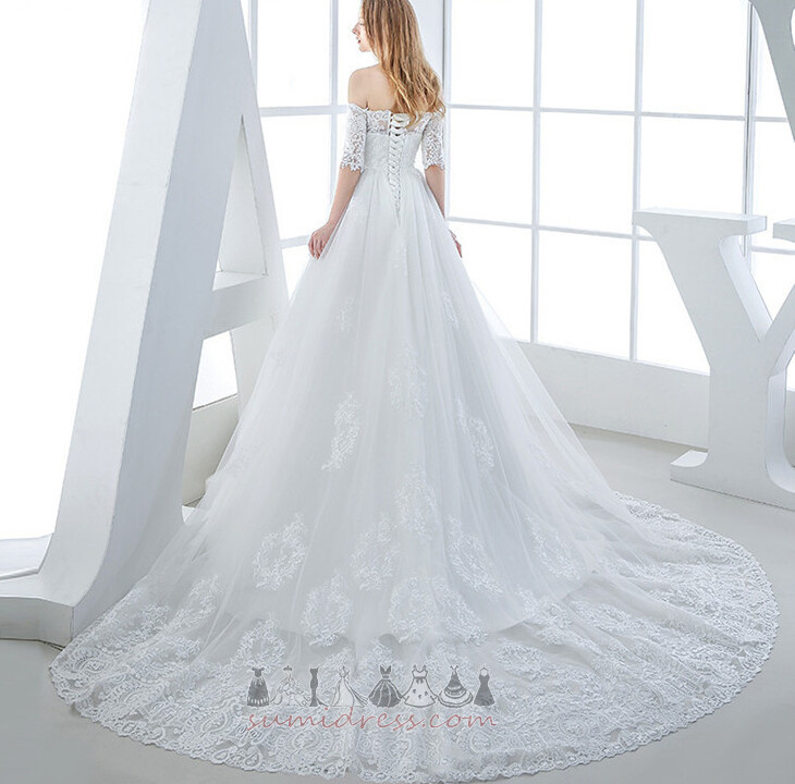Невеста платье Короткие рукава Природные Талия крышками рукава длинный атласная