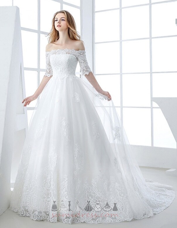Невеста платье Короткие рукава Природные Талия крышками рукава длинный атласная