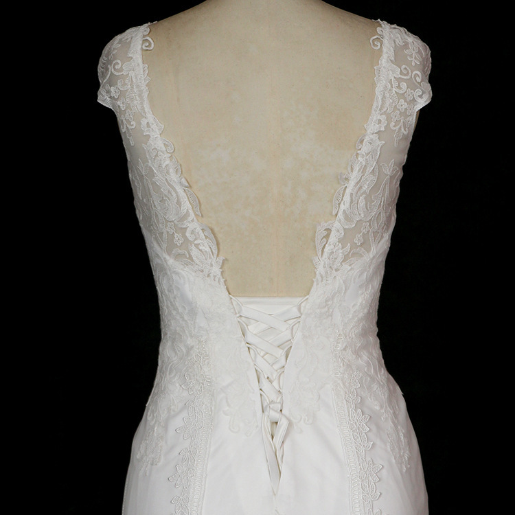 Невеста платье повязка Часовня Поезд Без рукавов кружево низкой талией русалка