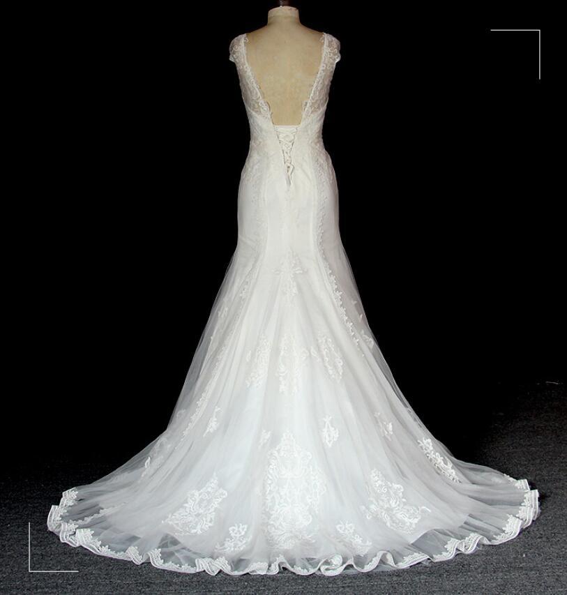 Невеста платье повязка Часовня Поезд Без рукавов кружево низкой талией русалка