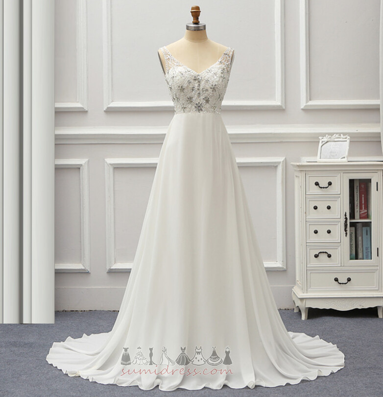 Невеста платье Природные Талия Без рукавов V-образным вырезом A-линия Глубокий V шеи