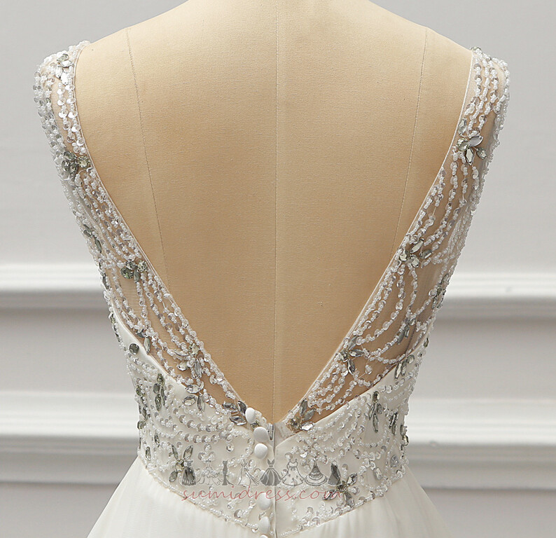 Невеста платье Природные Талия Без рукавов V-образным вырезом A-линия Глубокий V шеи