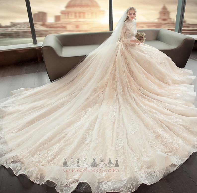 Невеста платье Треугольник Аппликации Кружевной оверлея формальный длинный Long sleeves