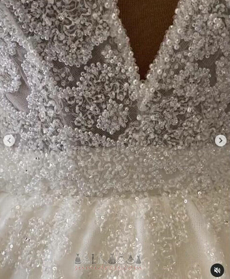 Невеста платье V-образным вырезом Глубокий V шеи формальный бисера пояса Природные Талия