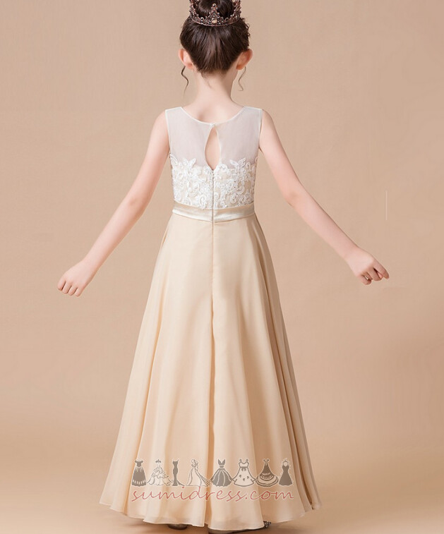 Nyckelhål A-linjeformat Elegant Medium Juvel Sommar Blomma flicka klänning