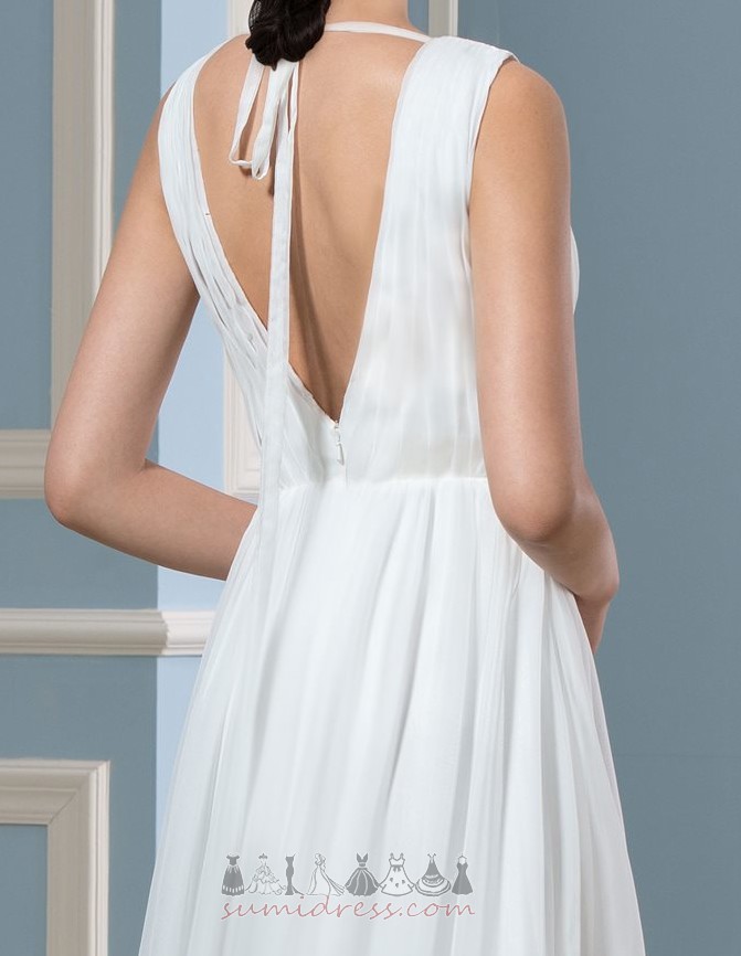 Νυφικά φόρεμα απλός Οι πτυχωμένες μπούστο Μέσον A γραμμή Χάντρες Φυσικό