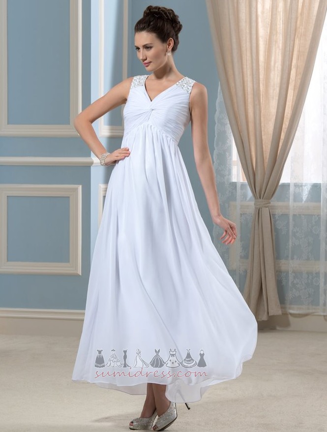 Νυφικά φόρεμα Αυτοκρατορία Φερμουάρ επάνω Σιφόν απλός Καλοκαίρι Λαιμόκοψη V