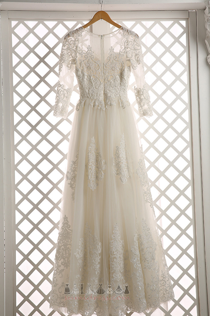 Νυφικά φόρεμα Δαντέλα Άνοιξη Μακρύ Μανίκι Φερμουάρ επάνω Από τον ώμο Μέσον