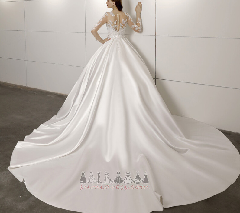 Νυφικά φόρεμα Δαντέλα Διαφανείς Επιστροφή Γραμμή Α Ψευδαίσθηση Φυσικό Λαιμόκοψη V
