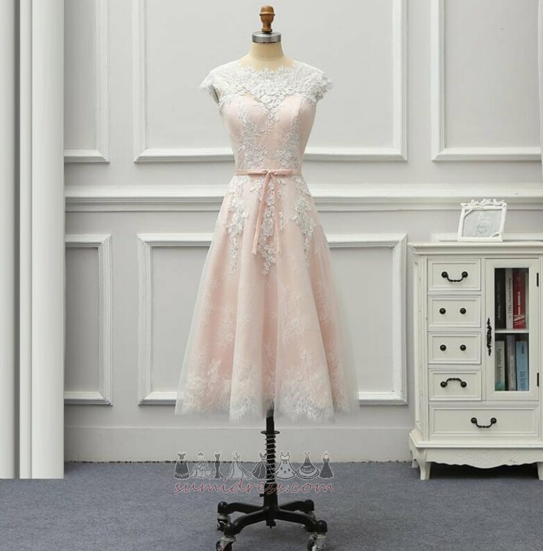 Νυφικά φόρεμα Δαντέλα Μέχρι το Γόνατο Φυσικό Λαμπερό Αμάνικο Κόσμημα