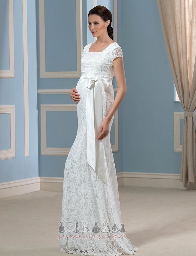 Νυφικά φόρεμα Εγκυμοσύνη Ρομαντικό φύλλο Μέση αυτοκρατορία Φερμουάρ επάνω Κοντομάνικο
