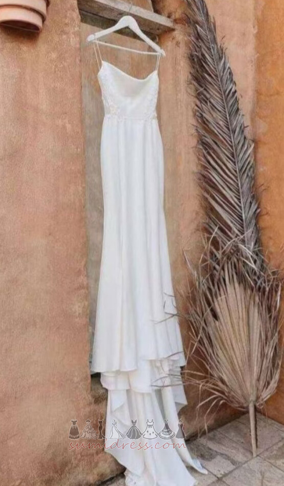 Νυφικά φόρεμα εξώπλατο Θήκη Τιράντες σπαγγέτι Απλικέ Φυσικό Φθινόπωρο