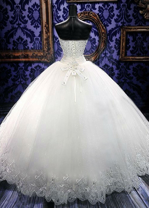 Νυφικά φόρεμα Πριγκίπισσα Χάντρες Αμάνικο Τούλι αγαπημένος Φυσικό
