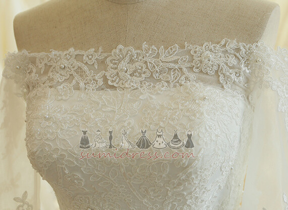 νυφικό φόρεμα Από τον ώμο Χάντρες Τα τρία τέταρτα μανίκια Κοντομάνικη μπλούζα