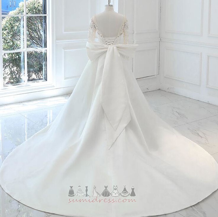 νυφικό φόρεμα Δαντέλα-επάνω Μήκος πατωμάτων Κοντομάνικη μπλούζα Ανάποδο Τρίγωνο