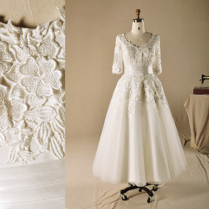 νυφικό φόρεμα Επίσημη Τούλι Αστράγαλο Μήκος Μέσον Δαντέλα Σέσουλα