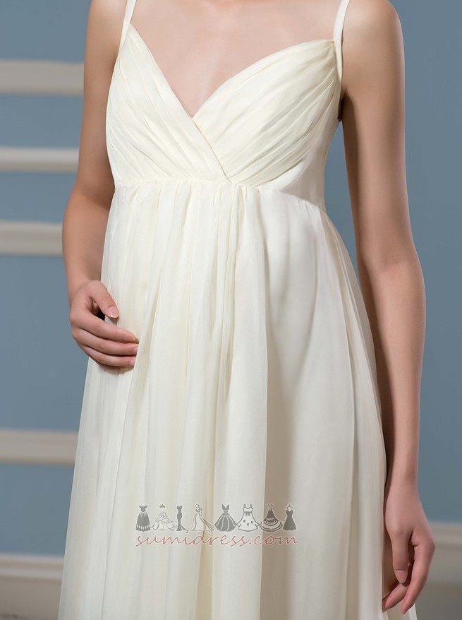 νυφικό φόρεμα Λαιμόκοψη V πιέτα Σιφόν Παραλία Μέση αυτοκρατορία Φερμουάρ επάνω